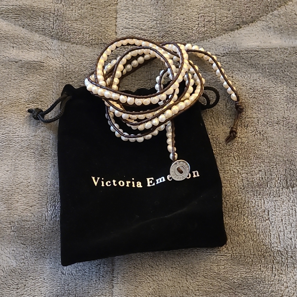 Victoria Emerson Cream and Tan Pearl Bracelet